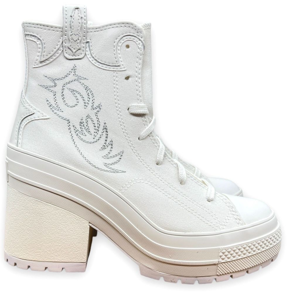 Converse Shoes Womens 8.5 White Chuck 70 De Luxe Heel Western Hi Platform *READ* - Picture 2 of 10